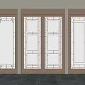 Wooden Frame Sliding Doors With Glass Panels And Grid Pattern Interior 3d model