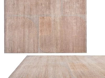 Square Rug With Natural Tone Geometric Pattern And Woven Texture For Home Decor 3d model
