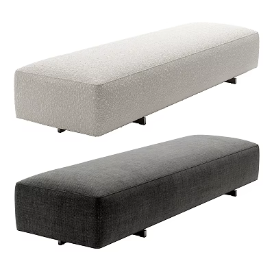 Modern Upholstered Sofa Bench In Light And Dark Gray Fabric With Black Legs 3d model