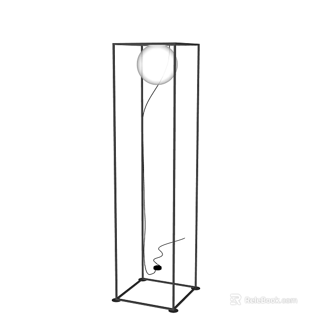 Modern Floor Lamp With Sleek Metal Frame And Circular Shade For Living Room Decor 3d model 