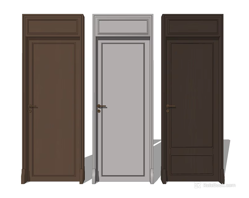 Hinged Doors In Various Colors For Home Interior Design And Decoration 3d model 