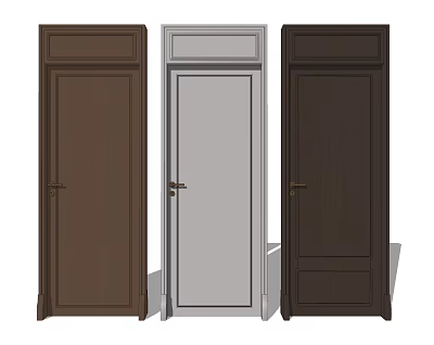 Modern swing door bedroom door combination 3d model