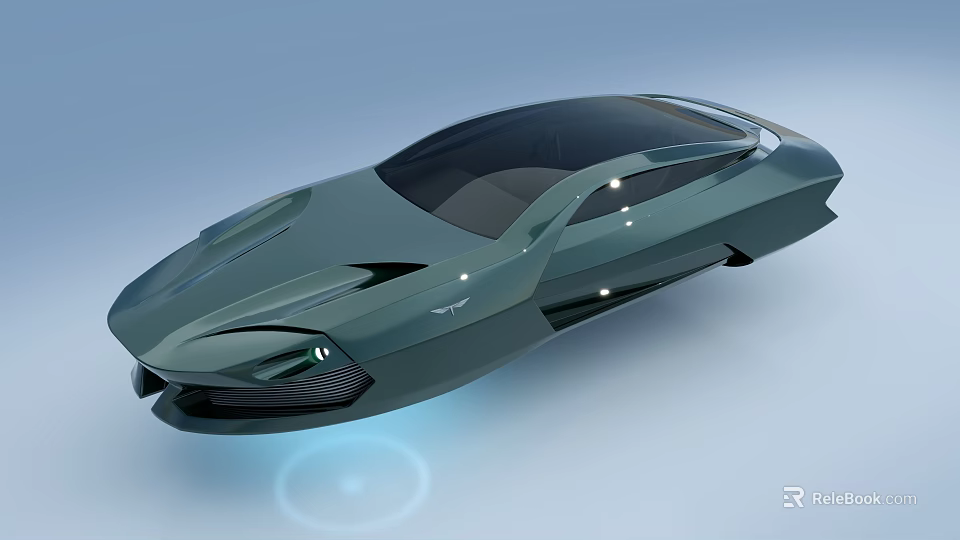 Futuristic Sleek Electric Car Concept With Aerodynamic Body And LED Headlights 3d model 