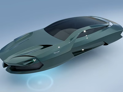 Futuristic Sleek Electric Car Concept With Aerodynamic Body And LED Headlights 3d model