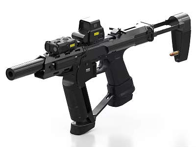 Modern Black Tactical Rifle With Scope Magazine And Tactical Accessories 3d model