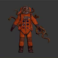 Red Astronaut Suit With Tentacles And Helmet Decorative Design Elements 3d model
