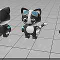 Cute Black And White Cartoon Cat Game Character With Blue Goggles Standing Playful Pose