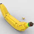 Creative Building Blocks Banana Sculpture With Small Peel Piece On White Background