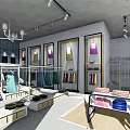 Modern Clothing Store Interior With Display Racks Colorful Clothes And Hanging Lights