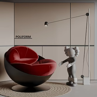 Modern Diemme Single Person Sofa Casual Sofa Floor Lamp KAWS Doll 3d model