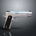 Silver Semi Automatic Pistol With Black Textured Grip And Modern Metal Design