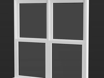 Modern White Frame Casement Window With Double Sash And Four Pane Glass Design For Home 3d model