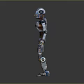 Silver Metallic Robot Figure With Shiny Surface And Sci Fi Design