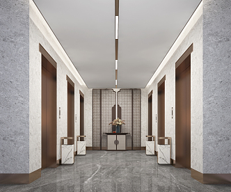 modern elevator hall 3d model