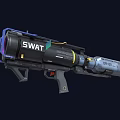 SWAT DR03 Advanced Tactical Weapon With Blue Accents And Launcher Structure