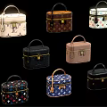 Fashionable Luggage Collection Featuring Various Patterns Colors and Metal Clasps