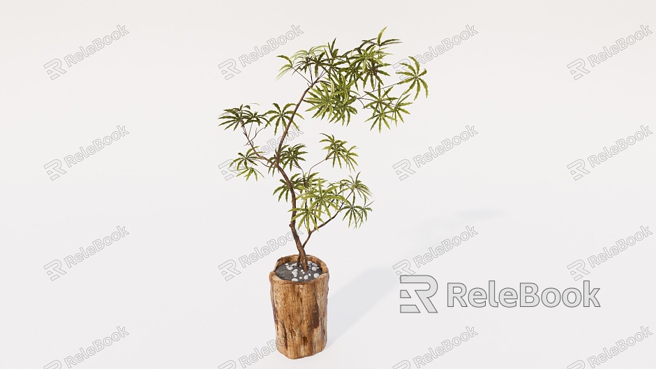 Ji Feng Green Plant Bonsai model