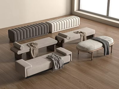 modern bed end stool sofa stool 3d model