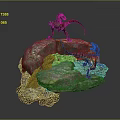 Two Realistic Vibrant Dinosaur Models Standing On Rocky Formation Display Scene