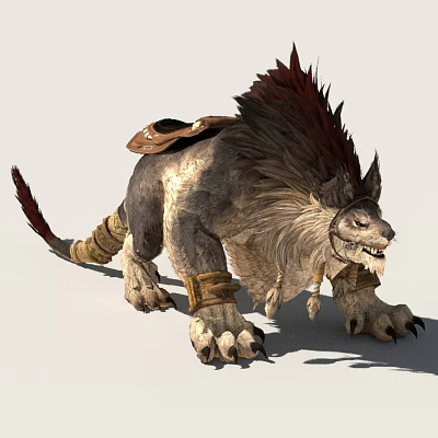 Fantasy Character and Mythical Creature With Red Mane Tail Leather Straps And Saddle 3d model