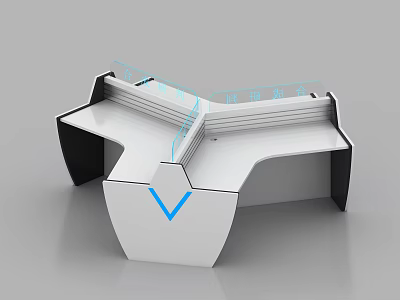 Sleek Modern Office Desk In L Shape With White Black Finish And Clean Lines 3d model