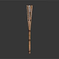 Handmade Bamboo Torch With Woven Design And Natural Wooden Shaft
