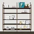 Wooden Storage Shelf Displaying Books Globe Decorative Items and Home Accents