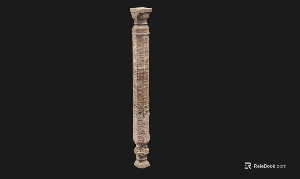 Carved Stone Column With Intricate Patterns Classical Capital And Ornate Base Design 3d model