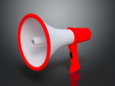 Red And White Portable Electronic Handheld Megaphone For Voice Amplification 3d model