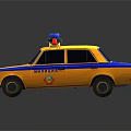 Vintage Police Car With Yellow Body Blue Red Emergency Lights And Classic Design