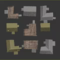 Miniature House Models With Various Roof Designs And Wooden Frames