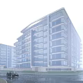 Modern Residential Building with Contemporary Architectural Design Glass Facade and Street View