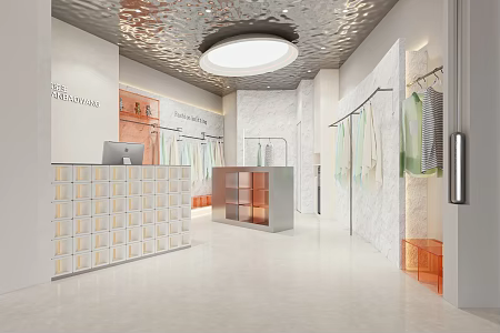 Modern Clothing Store Fabric Clothing Textile Store 3d model