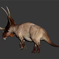 Realistic Triceratops Dinosaur With Reddish Brown Skin Large Horns And Frill