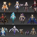 Game and Movie Characters Collection With Warrior Mage Monster Designs And Fire Ice Scenes