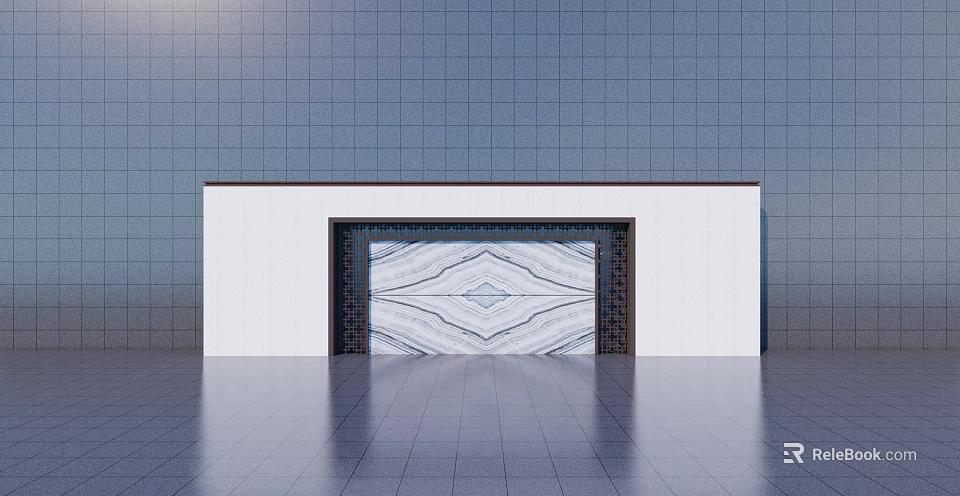 Modern Feature Wall With Geometric Marble Pattern And Tile Background Design 3d model