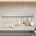 Kitchen Products Pot Egg Beater Brush Hook Shovel Peeling Knife Towel Spoon Dish Cloth Cutting Board Cup Brush Green Plant Kitchenware Combination 3d model