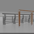 Modern Metal Railings With Horizontal Bars And Orange Handrail In Indoor Setting