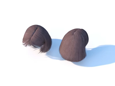 Two Natural Brown Wig Buns With Soft Hair Ends For Daily Hair Styling Needs 3d model