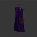 Stylish Blue Kitchen Apron With Red Straps And Brown Pocket 3d model