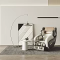 Modern Luxury Massage Chair Interior With Arc Floor Lamp Abstract Painting And White Side Table