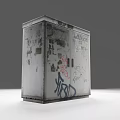Municipal Road Metal Utility Box Covered With Graffiti And Street Art