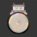 Traditional Chinese Cylindrical Painted Drum With Decorative Dragon Patterns And Colorful Top Structure