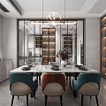 Modern Living and Dining Room Interior Design With Gray Flooring Green Chairs TV Wall