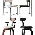 Leisure Chairs In Different Styles With Metal Wooden Frames And White Black Cushions