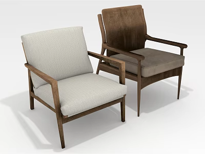 Comfortable Modern Single Sofa With Wooden Frame And Beige Fabric Upholstery Design 3d model