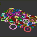 Industrial Equipment Components Featuring Black Gears And Small White Gears Forming INDUSTRY Letters
