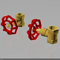 Yellow Hardware Valves With Red Wheel Handles Durable Industrial Tools 3d model