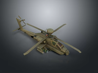 3D Rendered Armed Military Helicopter With Rotor Blades Missile Pods Radar Dome 3d model