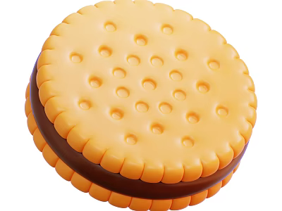 Round Dot Patterned Cookie With Brown Cream Filling And Crispy Texture 3d model